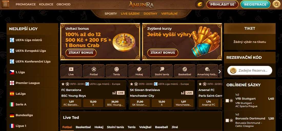 Online sázková kancelář Amun Ra