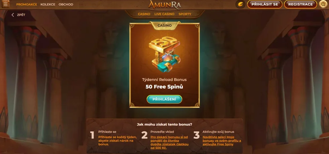 50 free spiny v Amun Ra