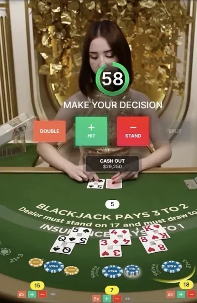 Blackjack v live kasinu Amun Ra