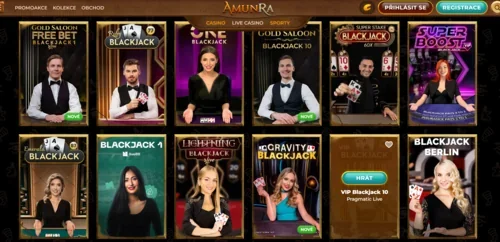 Blackjack online v Amun Ra kasinu